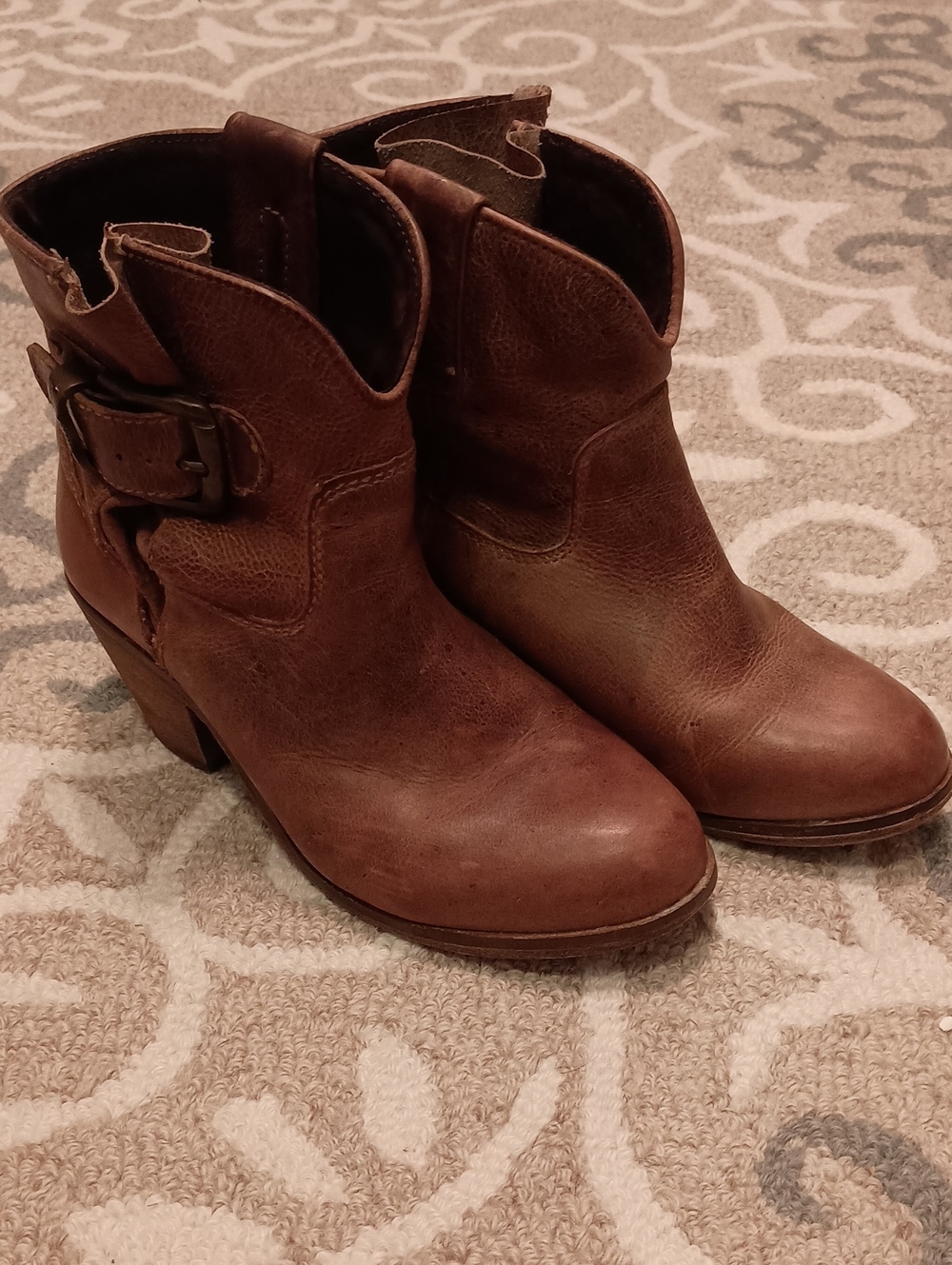 Corral Leather Ankle Booties with Side Buckle Detail